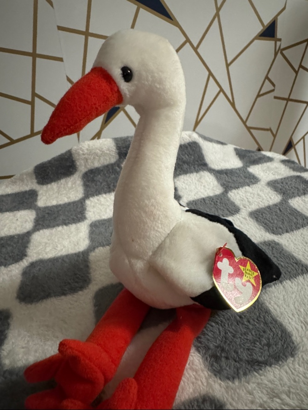 Ty (Stilts) 1998 White and Red Stork Plush
